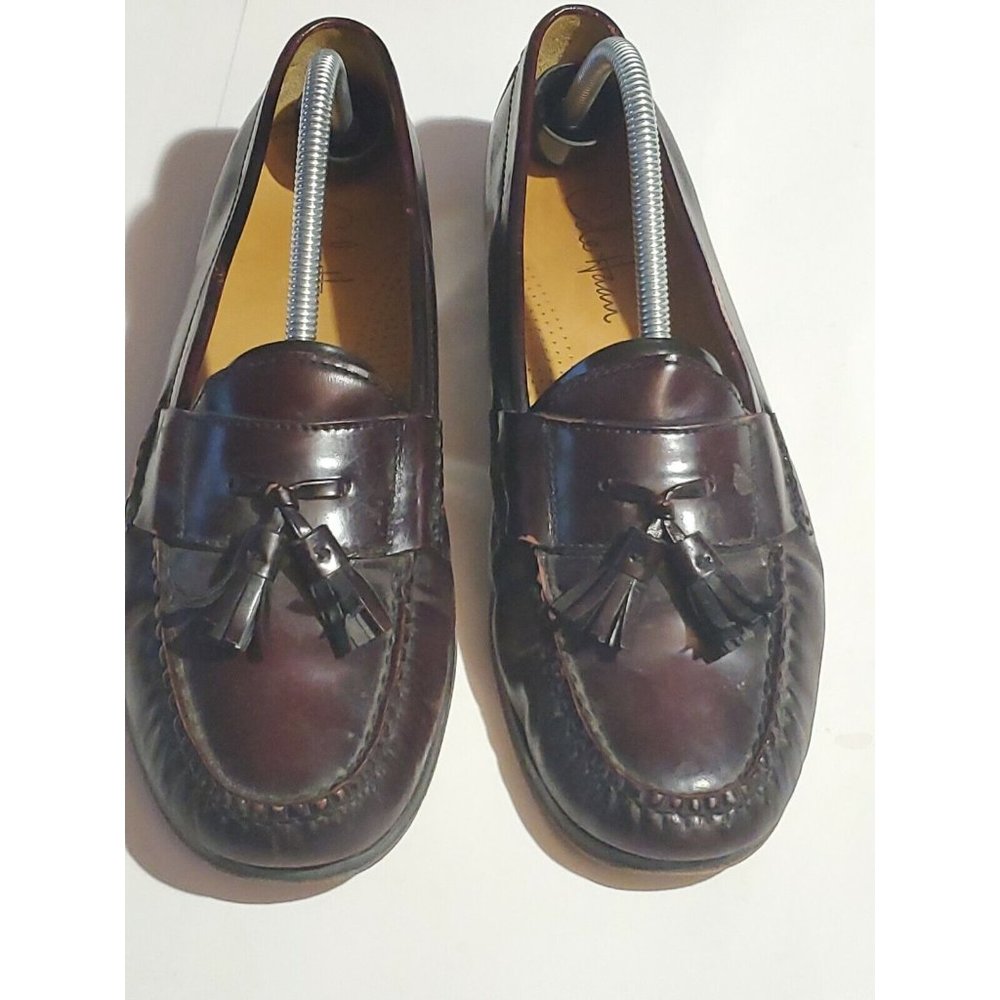Mens Cole Haan Pinch Tassel Burgundy Leather Dress Loafers 03507 Size 9.5D